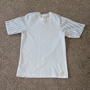 Vintage White Striped Sleeve Jersey Shirt, size medium